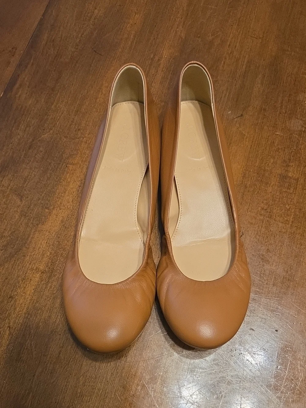 J. Crew Women's Leather Ballet Flats in Cognac